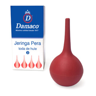 Jeringa pera de hule natural no. 3 Damaco color rojo con caja